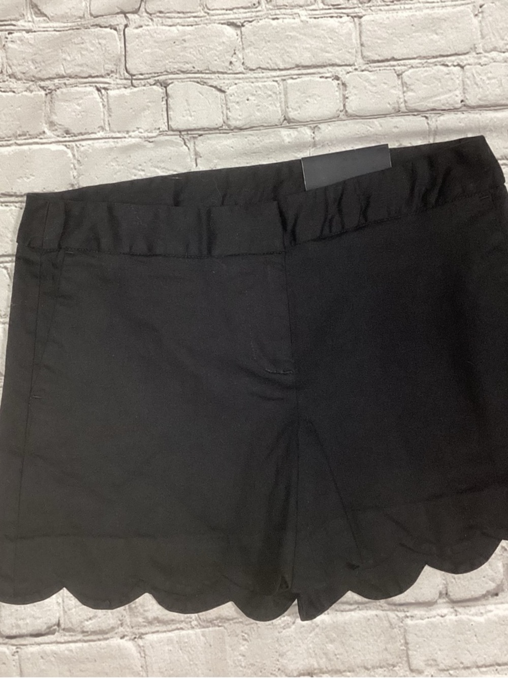 Attyre Black Scalloped Hem High-Waist Shorts